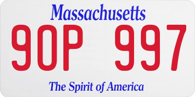 MA license plate 9OP997