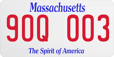 MA license plate 9OQ003