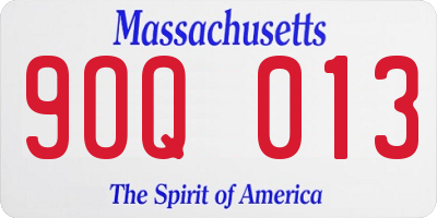 MA license plate 9OQ013