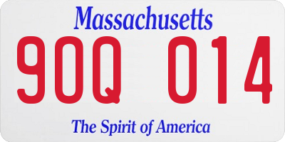 MA license plate 9OQ014