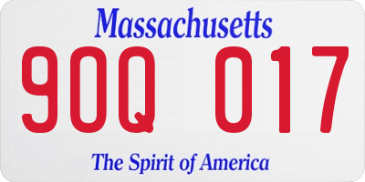 MA license plate 9OQ017