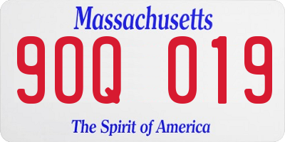 MA license plate 9OQ019