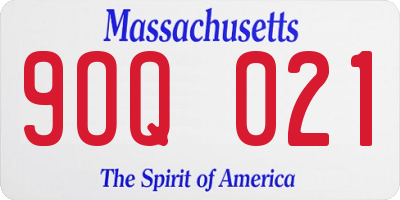 MA license plate 9OQ021