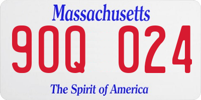 MA license plate 9OQ024