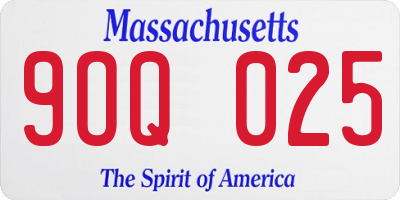 MA license plate 9OQ025