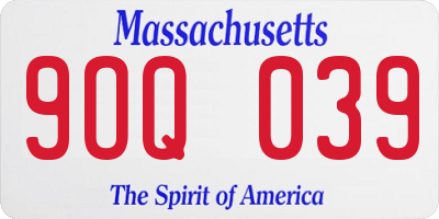 MA license plate 9OQ039