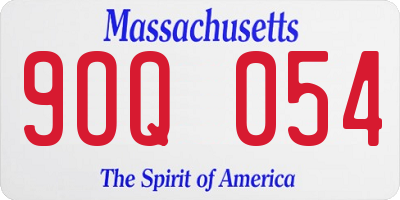 MA license plate 9OQ054