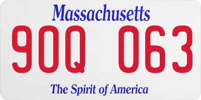 MA license plate 9OQ063