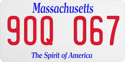 MA license plate 9OQ067