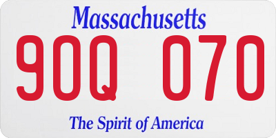MA license plate 9OQ070