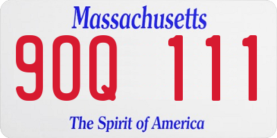 MA license plate 9OQ111