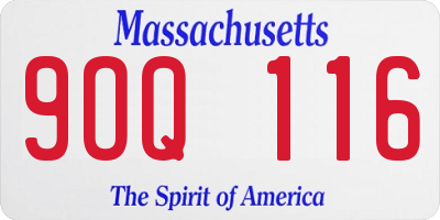 MA license plate 9OQ116