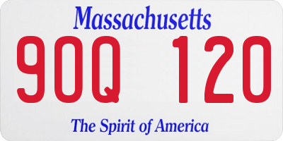 MA license plate 9OQ120