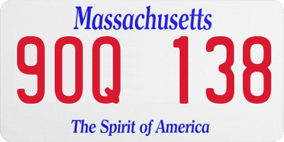 MA license plate 9OQ138