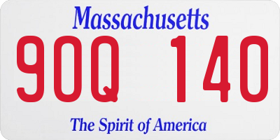 MA license plate 9OQ140