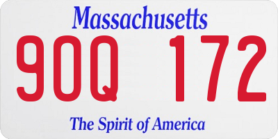 MA license plate 9OQ172