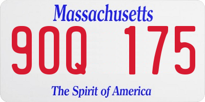 MA license plate 9OQ175