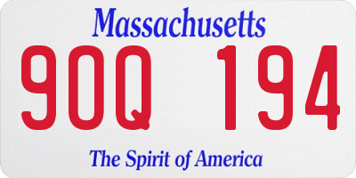 MA license plate 9OQ194