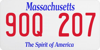 MA license plate 9OQ207