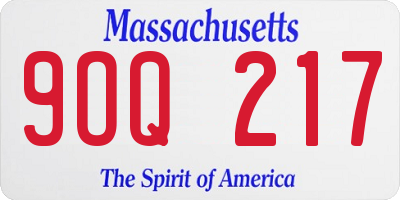 MA license plate 9OQ217