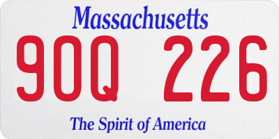 MA license plate 9OQ226