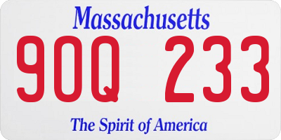 MA license plate 9OQ233