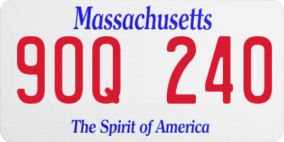 MA license plate 9OQ240