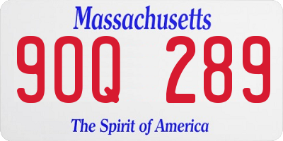 MA license plate 9OQ289