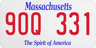 MA license plate 9OQ331