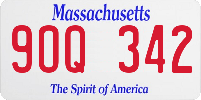 MA license plate 9OQ342