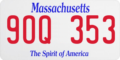 MA license plate 9OQ353