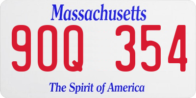 MA license plate 9OQ354
