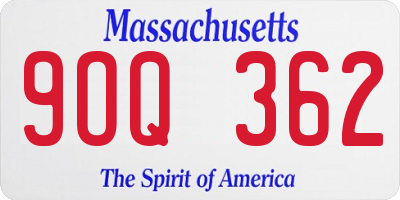 MA license plate 9OQ362