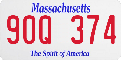MA license plate 9OQ374