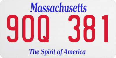 MA license plate 9OQ381