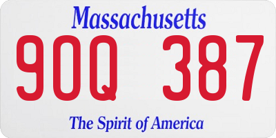 MA license plate 9OQ387