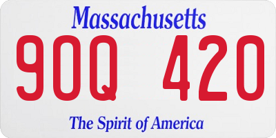 MA license plate 9OQ420