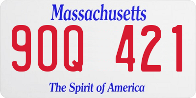 MA license plate 9OQ421