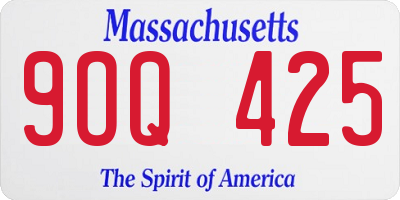 MA license plate 9OQ425