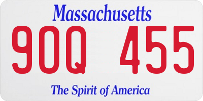 MA license plate 9OQ455
