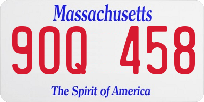 MA license plate 9OQ458