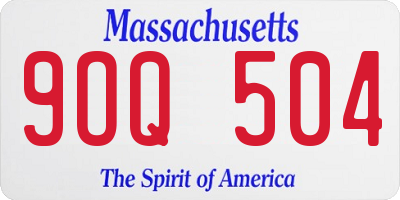 MA license plate 9OQ504