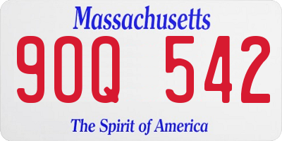 MA license plate 9OQ542