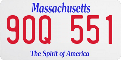 MA license plate 9OQ551