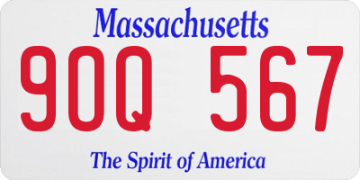 MA license plate 9OQ567