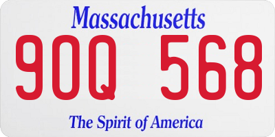 MA license plate 9OQ568
