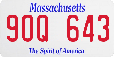 MA license plate 9OQ643