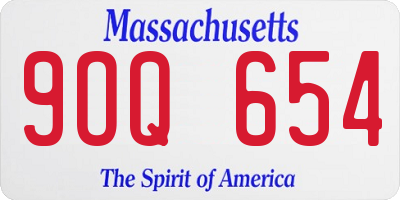 MA license plate 9OQ654