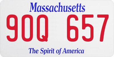 MA license plate 9OQ657