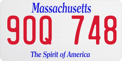 MA license plate 9OQ748